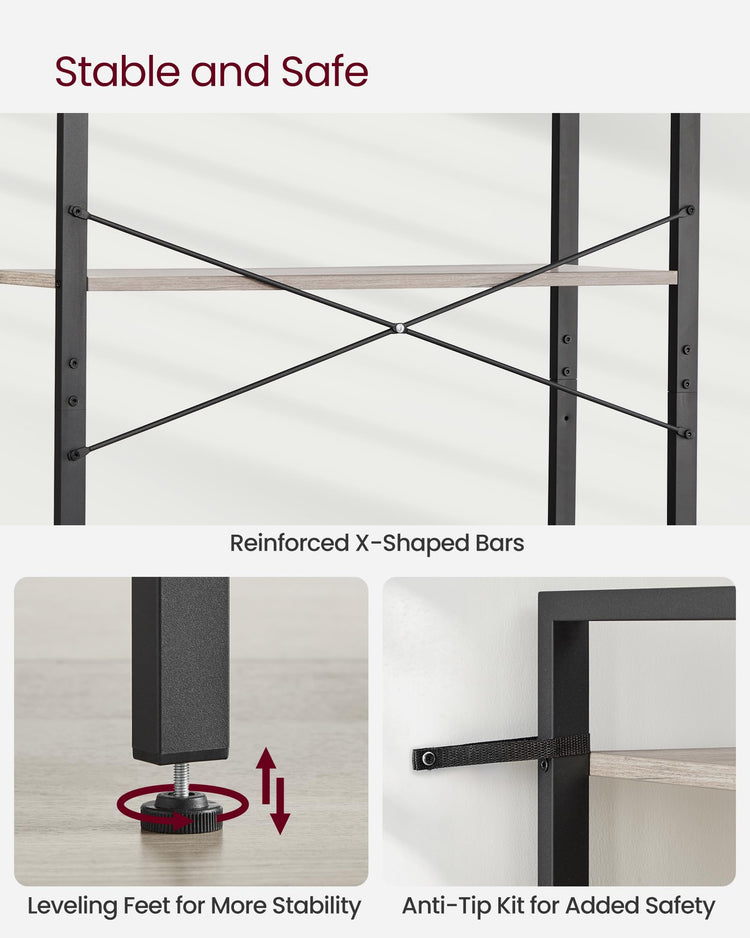 6 Tier Bookshelf with Steel Frame