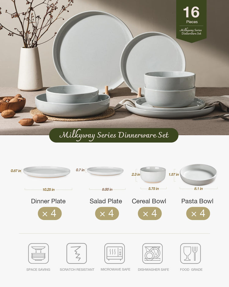 Milkyway 16 Piece Stoneware Plates and Bowls