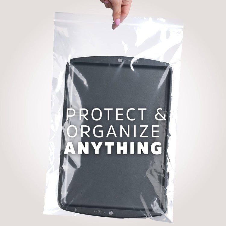GPI Pack of 100, 12" X 18" Clear Plastic Reclosable Zip Bags - Bulk 2 Mil Thick Strong & Durable Poly Baggies with Resealable Zip Top Lock for Travel, Storage, Packaging & Shipping