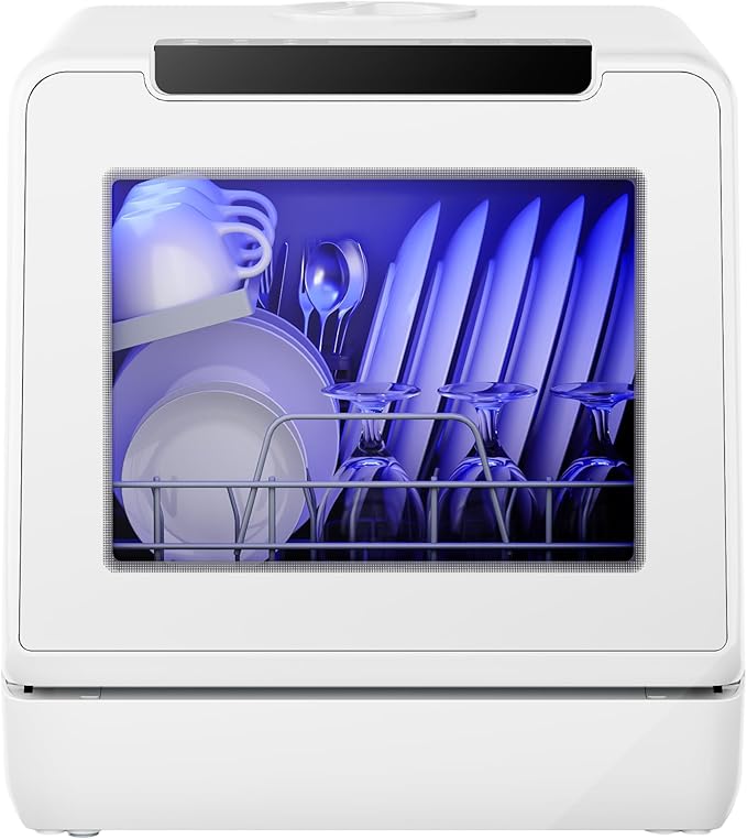 EUHOMY Countertop Dishwasher Portable with 8 Programs, 5L Built-in Water Tank, 167โ High-Temp, No Hookup Needed, Portable Dishwasher with Slef-Clean/Baby Care/Air Dry/Quick/ECO/Fruit/Normal Mode