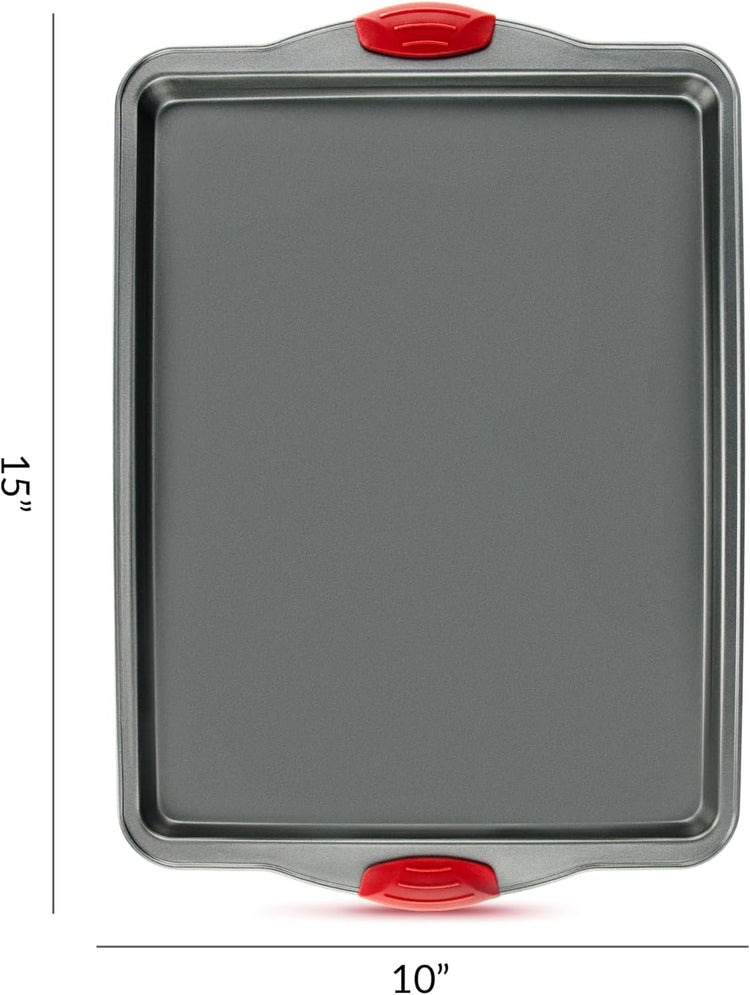 Boxiki Kitchen Nonstick Baking Sheet Pan – Heavy-Gauge Carbon Steel, Warp, Dent, and Rust-Resistant – Gourmet Rimmed Half Cookie Sheet Trays, Non-Toxic for Exceptional Baking Performance - 15x10 Inch