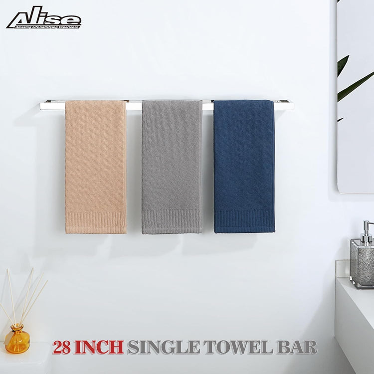 Alise Bath Towel Bar,Wall Mount Towel Holder Towel Rack Towel Hanger for Bathroom Lavatory,28 Inch SUS304 Stainless Steel Towel Rail,Polished Chrome GJF070-C