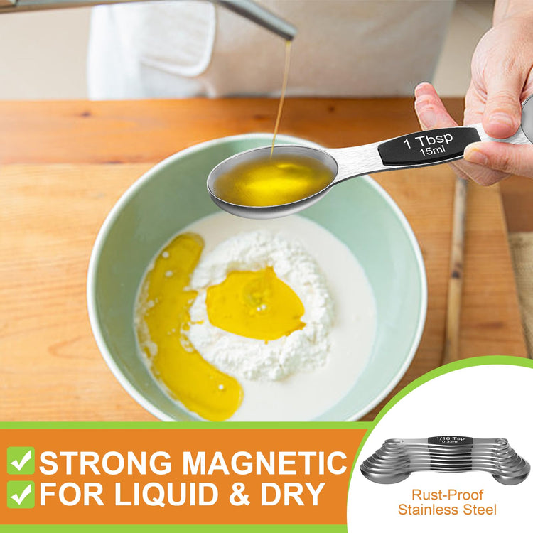 Stainless Steel Magnetic Measuring Spoons with Strong Magnets