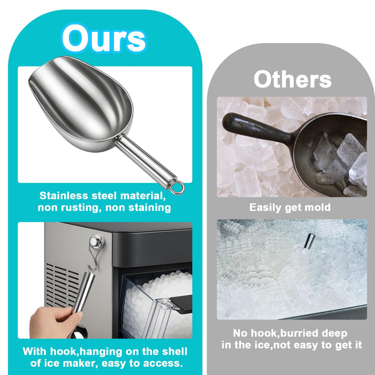 Stainless Steel Ice Scoop for Freezer with Magnetic Hook
