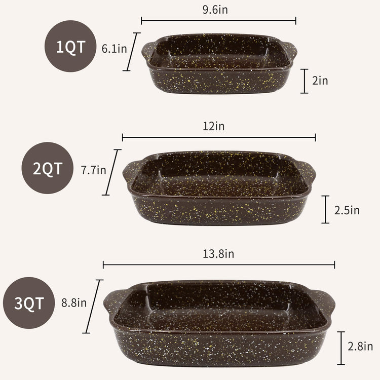 3 Pack Ceramic Baking Dishes for Oven (3 Count)
