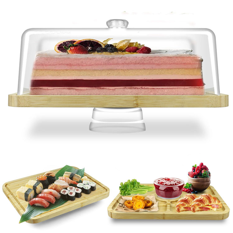 Bamboo Cake Stand with Lid