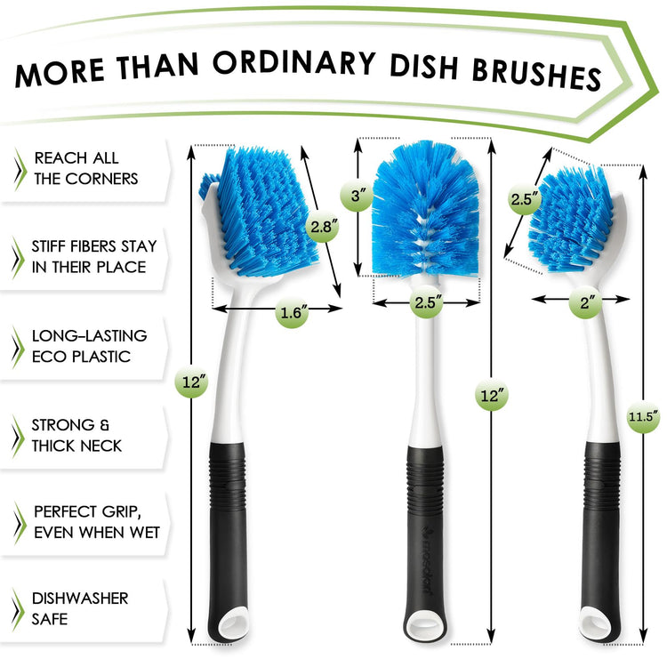 Dish Brush Set of 3 with Bottle Brush (3 Count)