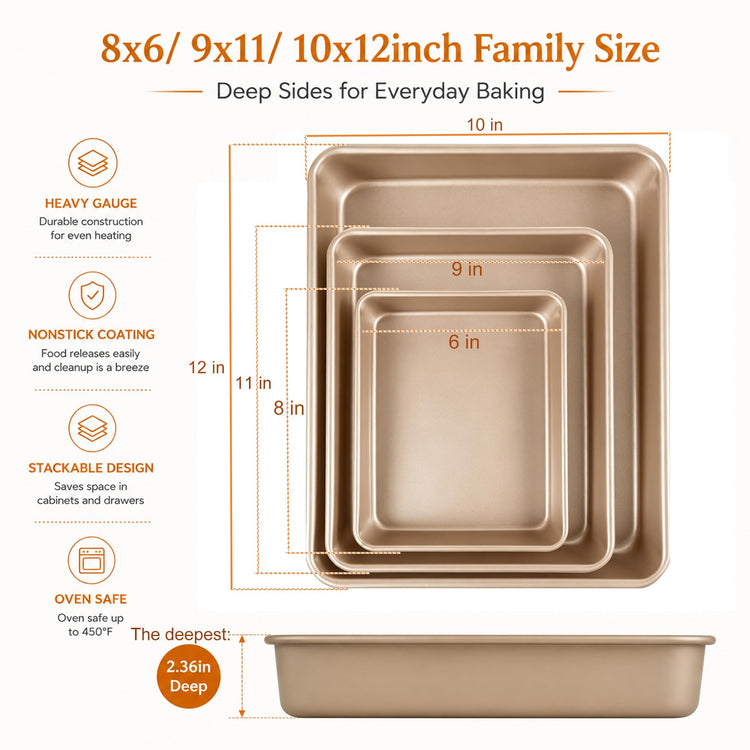 Deep Baking Pans Set (3 Count)