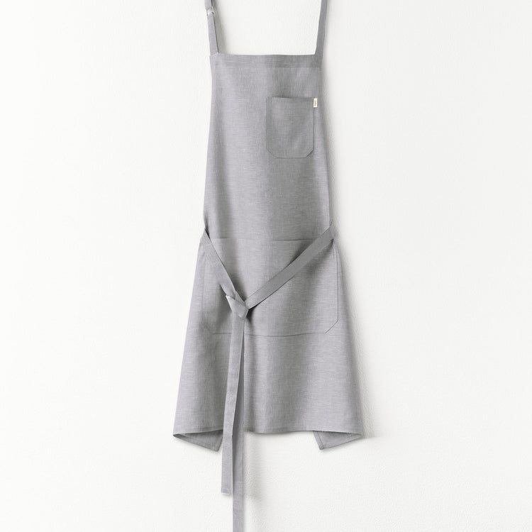 100% Linen Apron Light Grey