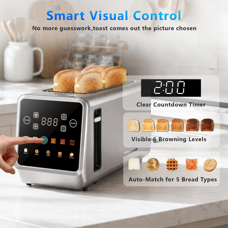 4 Slice Long Slot Touch Screen Toaster