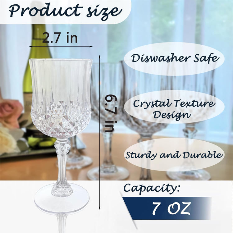 Plastic Wine Glasses,Plastic Goblets Vintage Style Cordial Drinking Glasses for Wedding Reception, Grand Event Party Supplies (24, transparent)