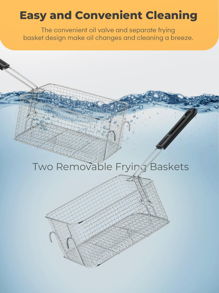 Commercial Deep Fryer with Basket and Lid