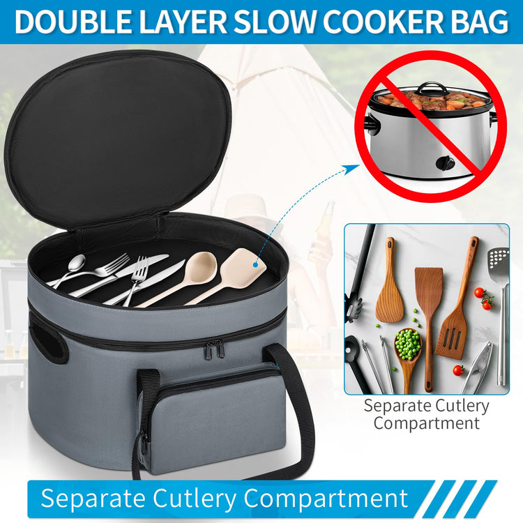 Double Layer Slow Cooker Travel Bag Compatible with 6