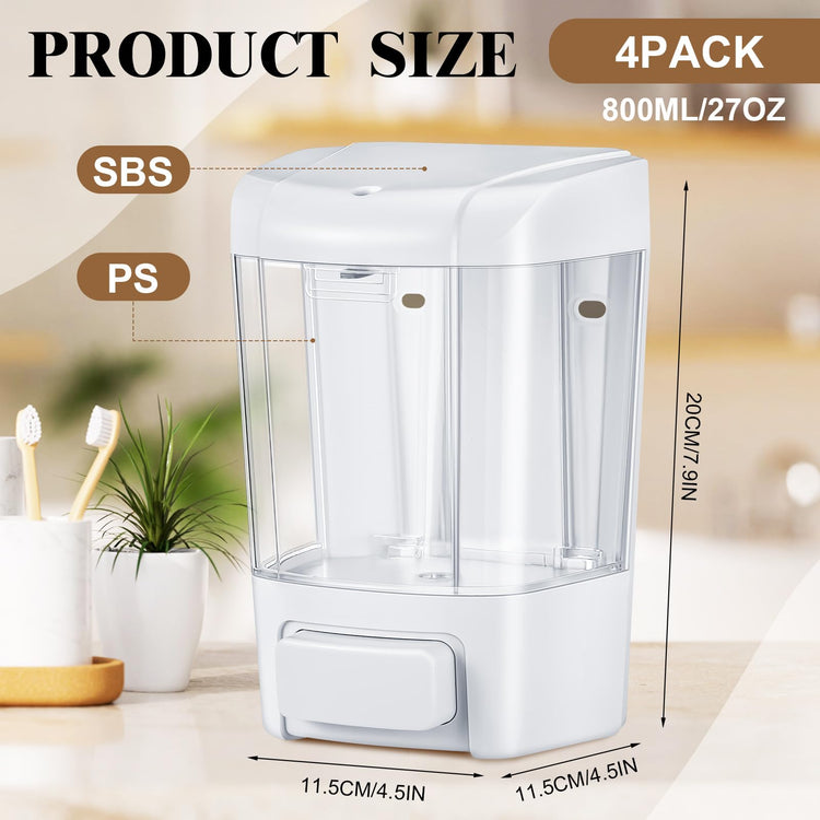 4 Pcs Wall Mounted Soap Dispenser (4 Count)