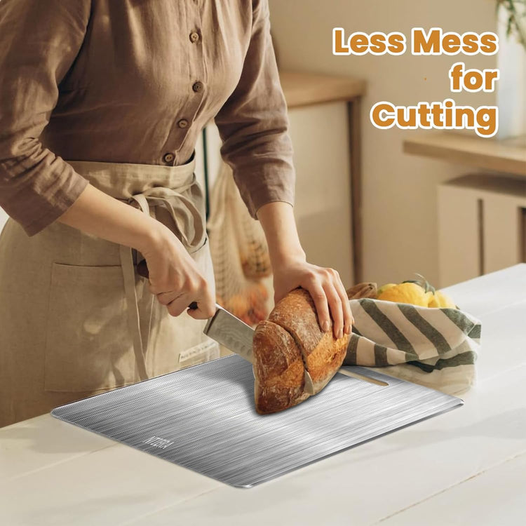 New Titanium Cutting Board-Stainless Steel Cutting Boards for kitchen,Double-Sided Food Grade Non Toxic Cutting Board,Chopping Boards Necessities for Home Outdoor Camping Meal Prep,Easy to Clean (S)
