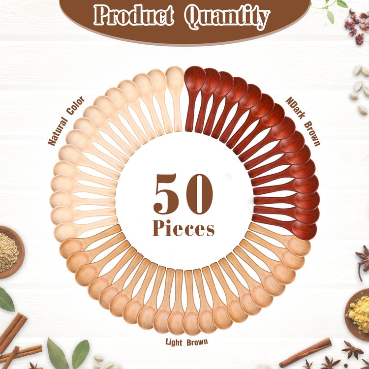 50 Pcs Small Wooden Spoons (50 Count)
