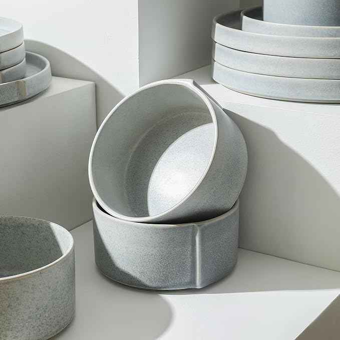 Stone Lain Bao 4-Piece Bowl Set Stoneware, Blue-Grey