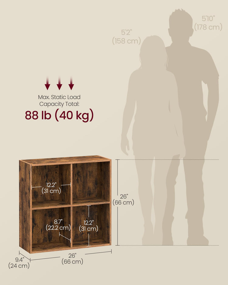 Bookcase Cube Shelf with 4 Compartments