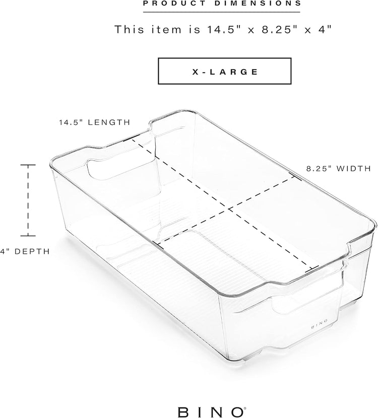 BINO Stackable Multi-Use Storage Organizer Bins, Plastic , BPA-Free, THE STACKER COLLECTION For Pantry / Home Organization, Fridge / Freezer Organizer - 8 Pack