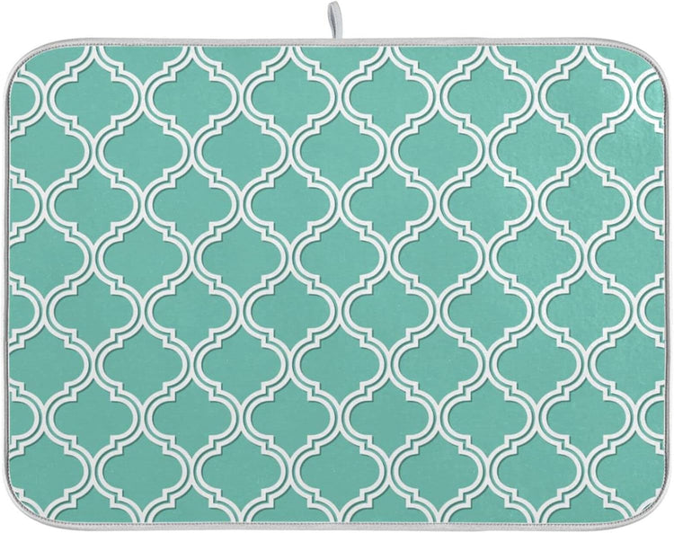 Senya Super Absorbent Dish Drying Mat, Microfiber Fast-Drying Dish Mat, 16/ x 18/ , Kitchen Dish Drying Pad, Seamless Moroccan Pattern