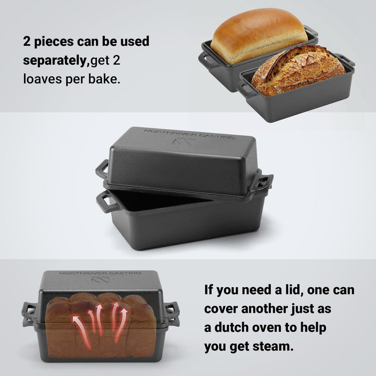 9×5 Inch Cast Iron Loaf Pan with Lid
