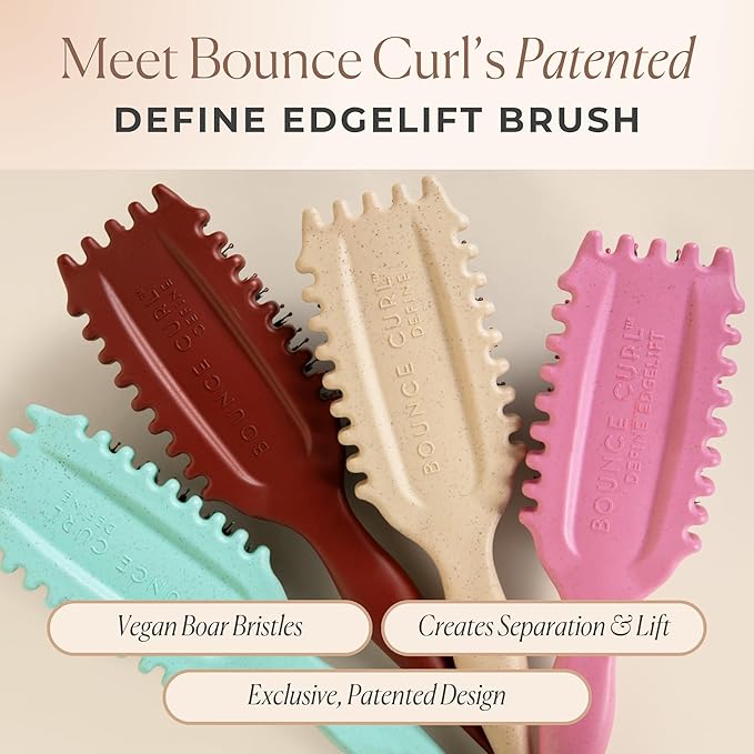 Bounce Curl Define EdgeLift Brush, 5-in-1 Tool for Effortlessly Defined Curls, Waves & Coils, Reduces Frizz - Tan