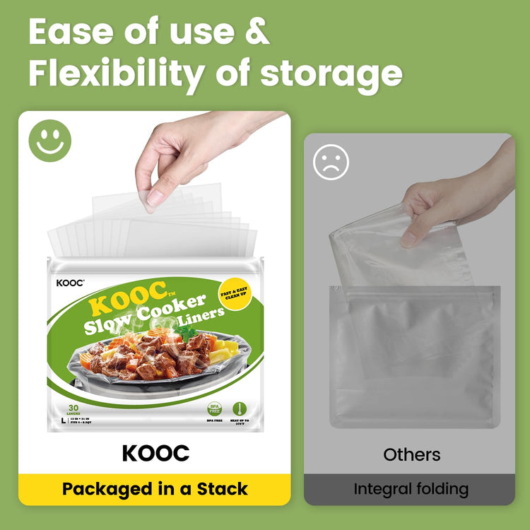 60 Count Slow Cooker Liners 13" x 21" Large Size Fits 3