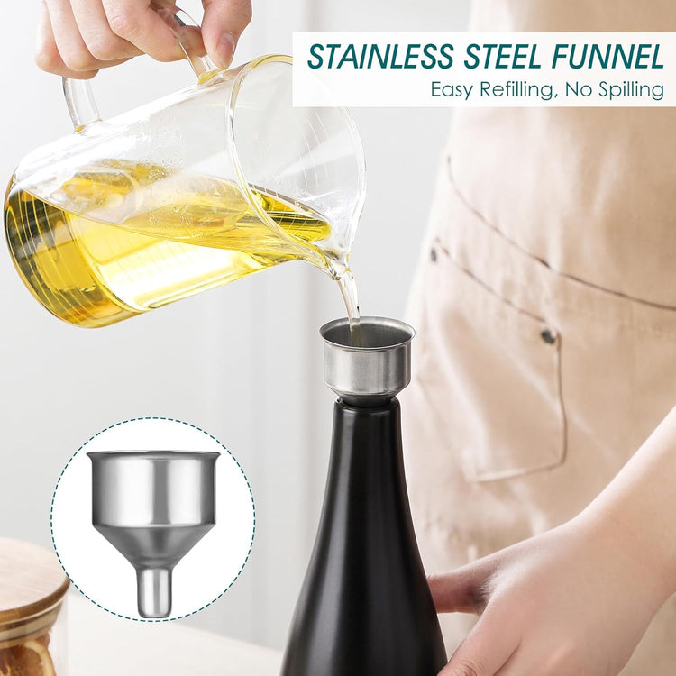 vancasso 16 Oz Ceramic Olive Oil Dispenser Bottle, Bottle Dispenser with Spout and Funnel for Kitchen,Suitable for Oil, Vinegar, Coffee Syrups & Other Liquids,BK