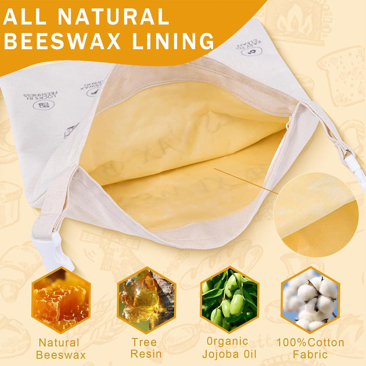 2-Pack Reusable Beeswax Bread Bags for Sourdough & Homemade Bread,Cotton Waxed Bags Keeps Fresh Longer(Navy Loaf)