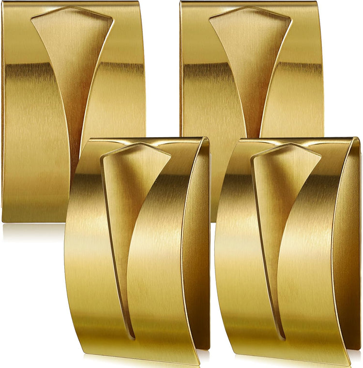 Boao 4 Pcs Self Adhesive Towel Hook Holder Grabber Stainless Steel Kitchen Dish Towel Hook Wall Mount Non Drilling Hangers Rack Hand Tea Holders for Bathroom Accesories Kitchen Gadgets(Gold)