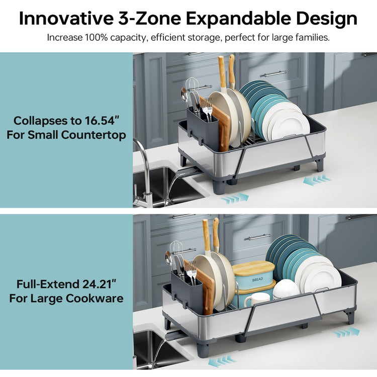 Expandable Dish Drying Rack for Kitchen Counter