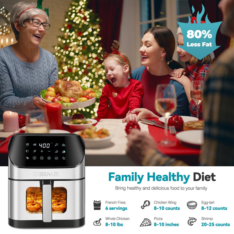 Air Fryer 6.2 QT Oilless 1500W Large Capacity Oven Air Fryers Healthy Cooker with 10 Preset