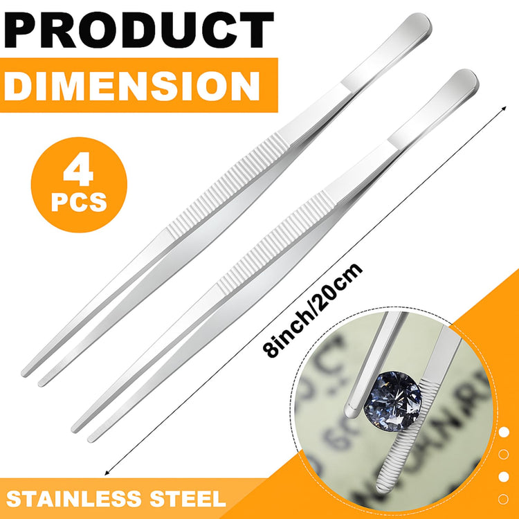 4 Packs Bar Tongs Stainless Steel