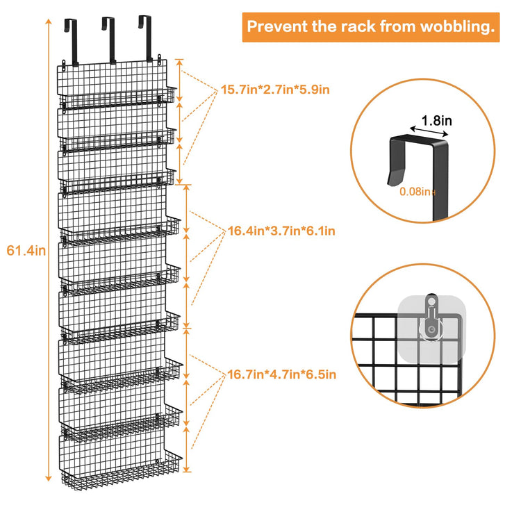 9 Tier Spice Rack Organizer with Door Hook
