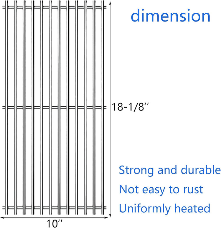 18-1/8" Stainless Steel Grates Replacement for Charbroil 463263110, 463268107, 463271309, 463271312, 463271313, 463271314, 463271315, 466231711, 466247310, 466247512 Kenmore Gas Grill