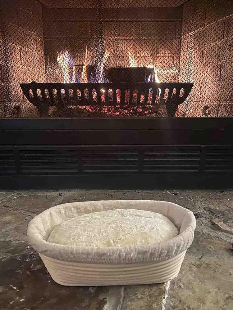 Cast Iron Loaf Oven Pan - 4.33"x4.92"x8.66" Durable Loaf Pans Rectangular Baking Pan with Banneton Bread Proofing Basket set for home baking (Bread Pan with Basket Kit, 2 QT)