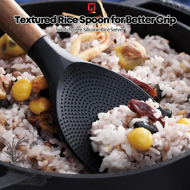 Silicone Rice Paddle with Wooden Handles