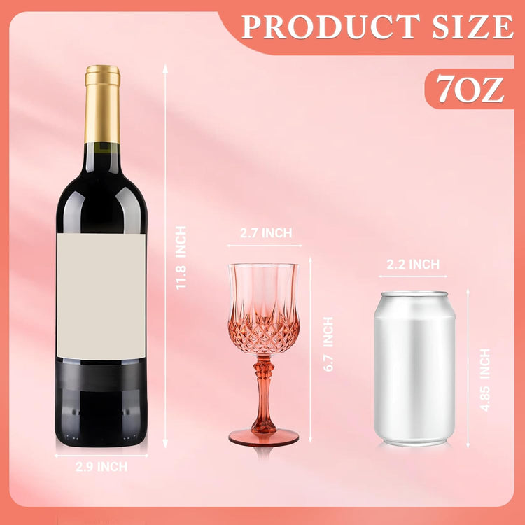 Plastic Wine Glasses,Plastic Goblets Vintage Style Cordial Drinking Glasses for Wedding Reception, Grand Event Party Supplies (48, Rose Gold)