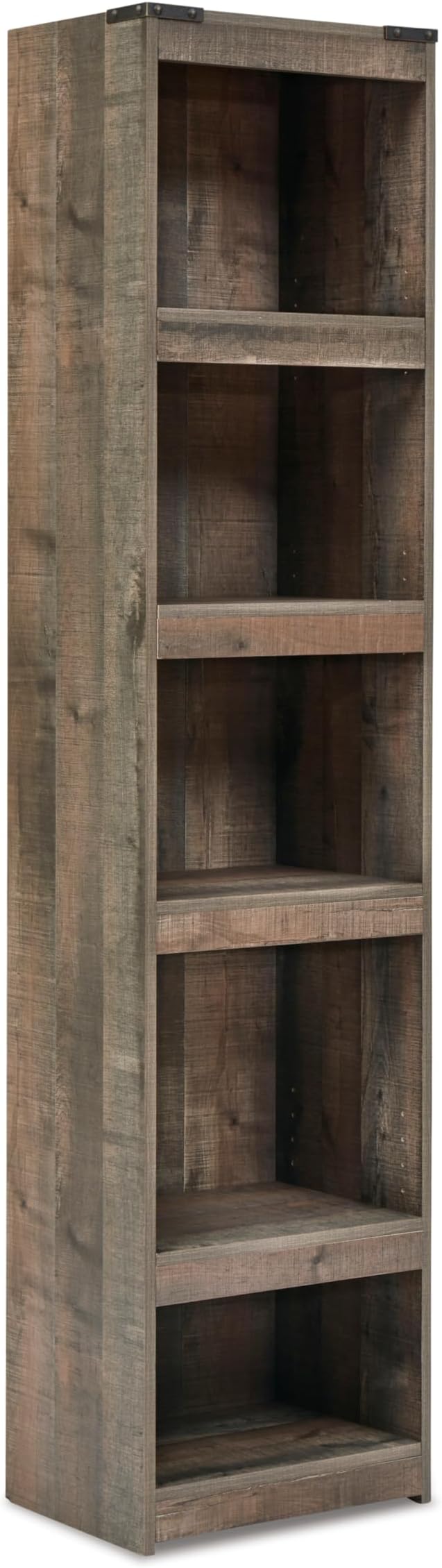 Signature Design by Ashley Trinell Rustic Entertainment Center Pier Bookcase with 3 Adjustable Shelves, Natural Brown