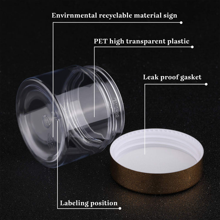 6 Pack 2 oz Plastic Jars Containers with Lids Wide (6 Count)