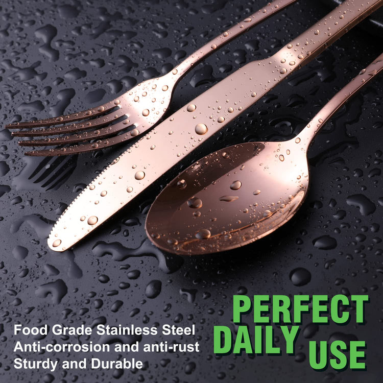 Copper Rose Gold Silverware Set (6 Count)