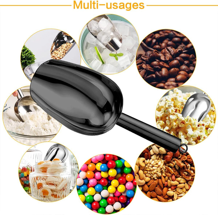 Metal Ice Scoop,Kitchen Ice Scooper for Ice Maker,Stainless Steel Small Ice Scooper for Freezer,Kitchen Gadgets Cookie Flour Pet Dog Food Scoop (black, 3oz)