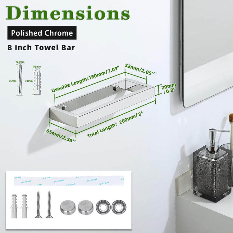 8'' Hand Towel Holder Towel Bar for Bathroom Wall Mounted