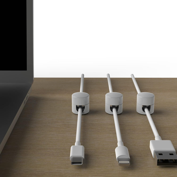 Cable Anchors for Desk Organization White | Premium Aluminum Cord Organizers | Charger + Cable Management Clips for Home & Office | Stylish, Sturdy, & Functional | (3 Pack)