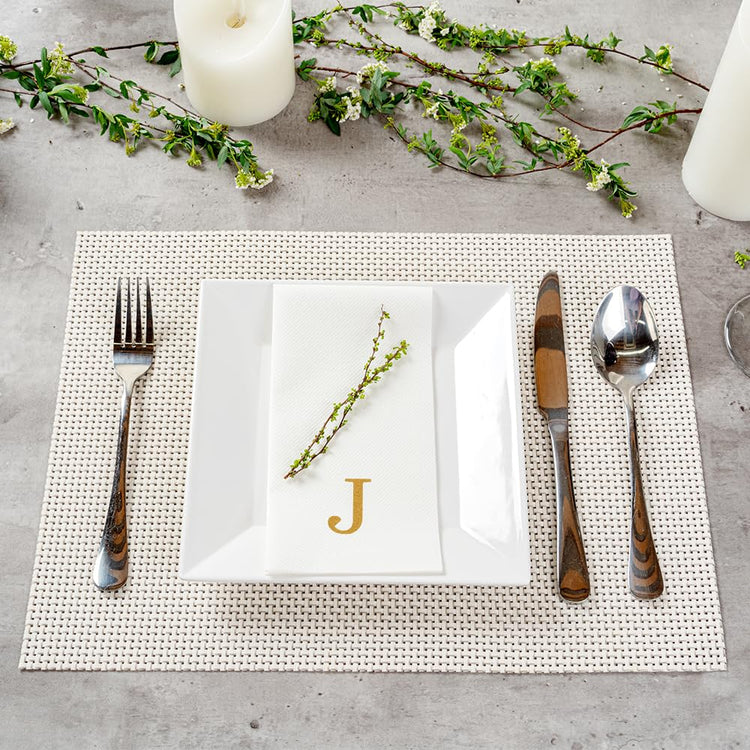 Paper Rectangle Gold Letter J Linen (2000 Count)