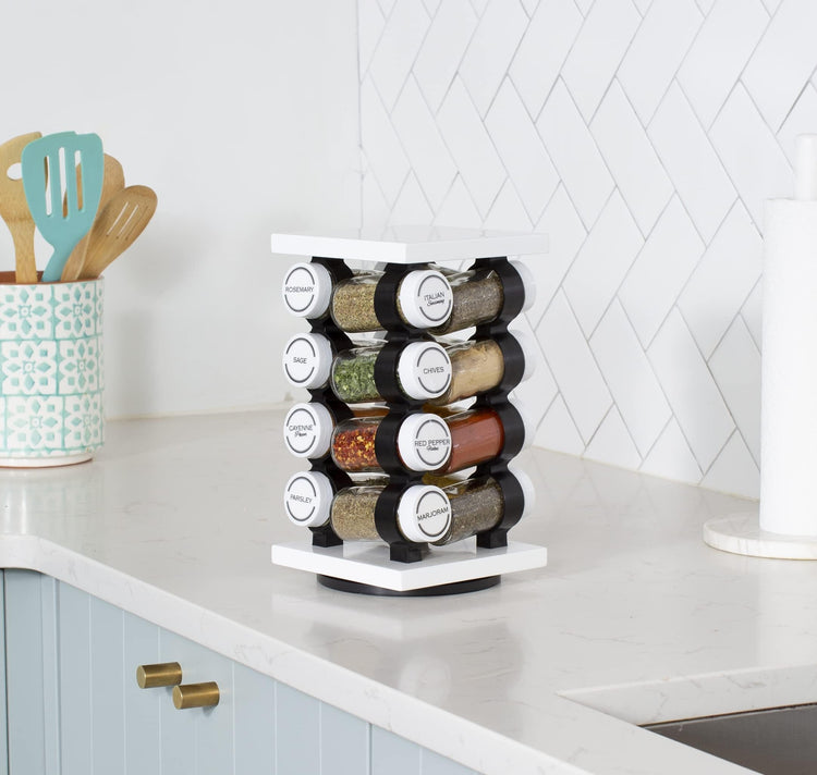 16 Jar Rotating White Spice Rack