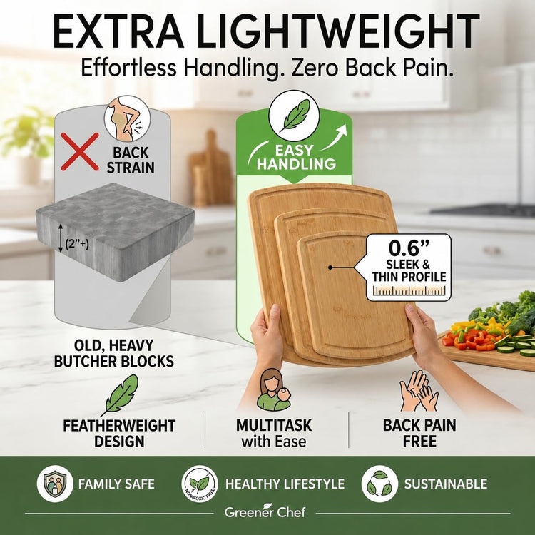 SAFEST Extra Large Bamboo Cutting Board Set of 3 with Glue (3 Count)
