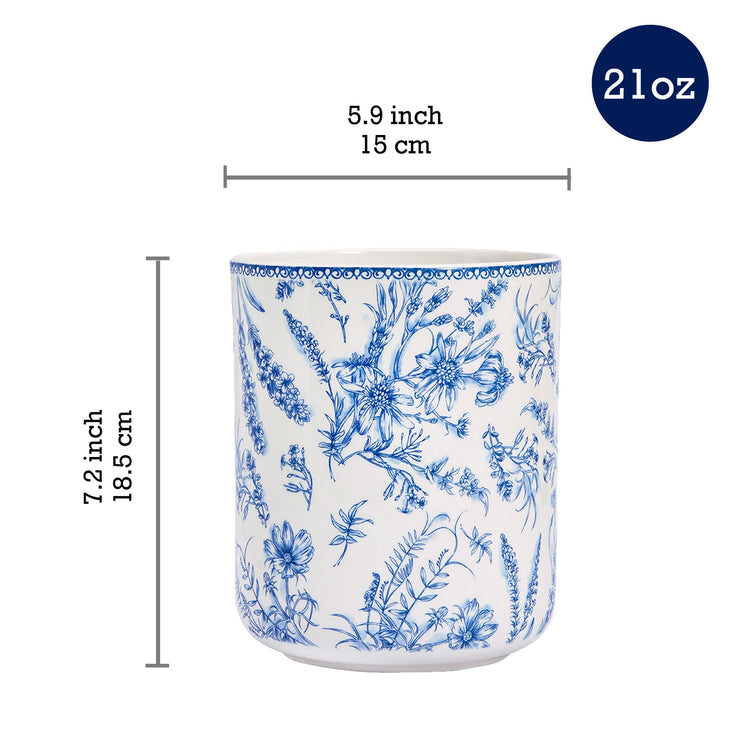 Blue Garden Toile De Jouy Ceramic Utensil Holder Set of 2 (2 Count)