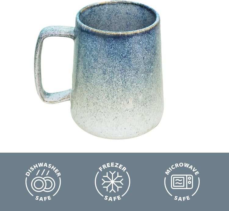 Extra Large Tall Coffee Mugs with Handle - Set of 2, 24 oz Ceramic, Dishwasher & Microwave Safe, Unique Kiln Change Design