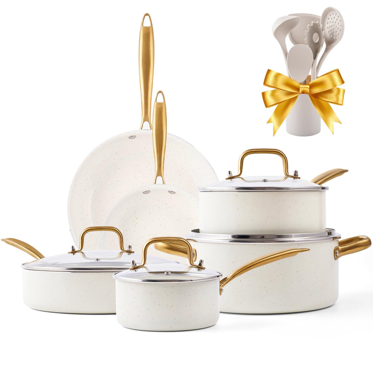 Ceramic Cookware Set 16 Pcs Pots and Pans Set Non Stick